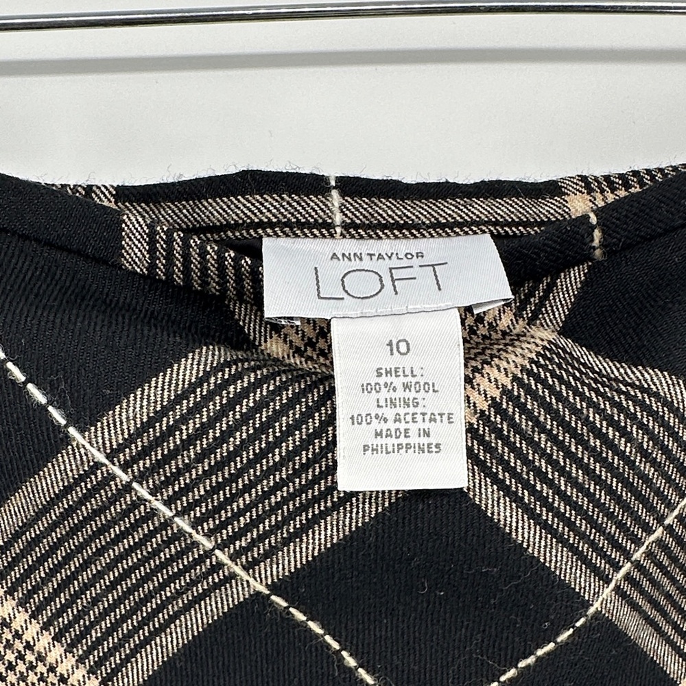 VTG 90s Y2K Grunge Academia Ann Taylor Black and Tan Checkered Pencil Skirt Sz10 - Picture 2 of 12